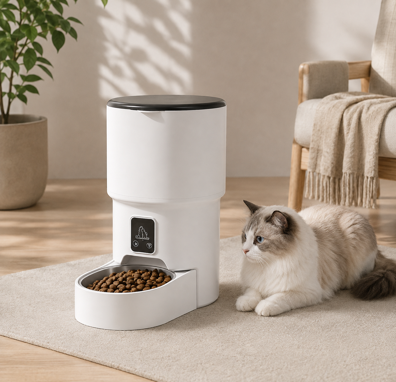 4L Smart WiFi Automatic Cat Feeder with App Control & Scheduled Feeding