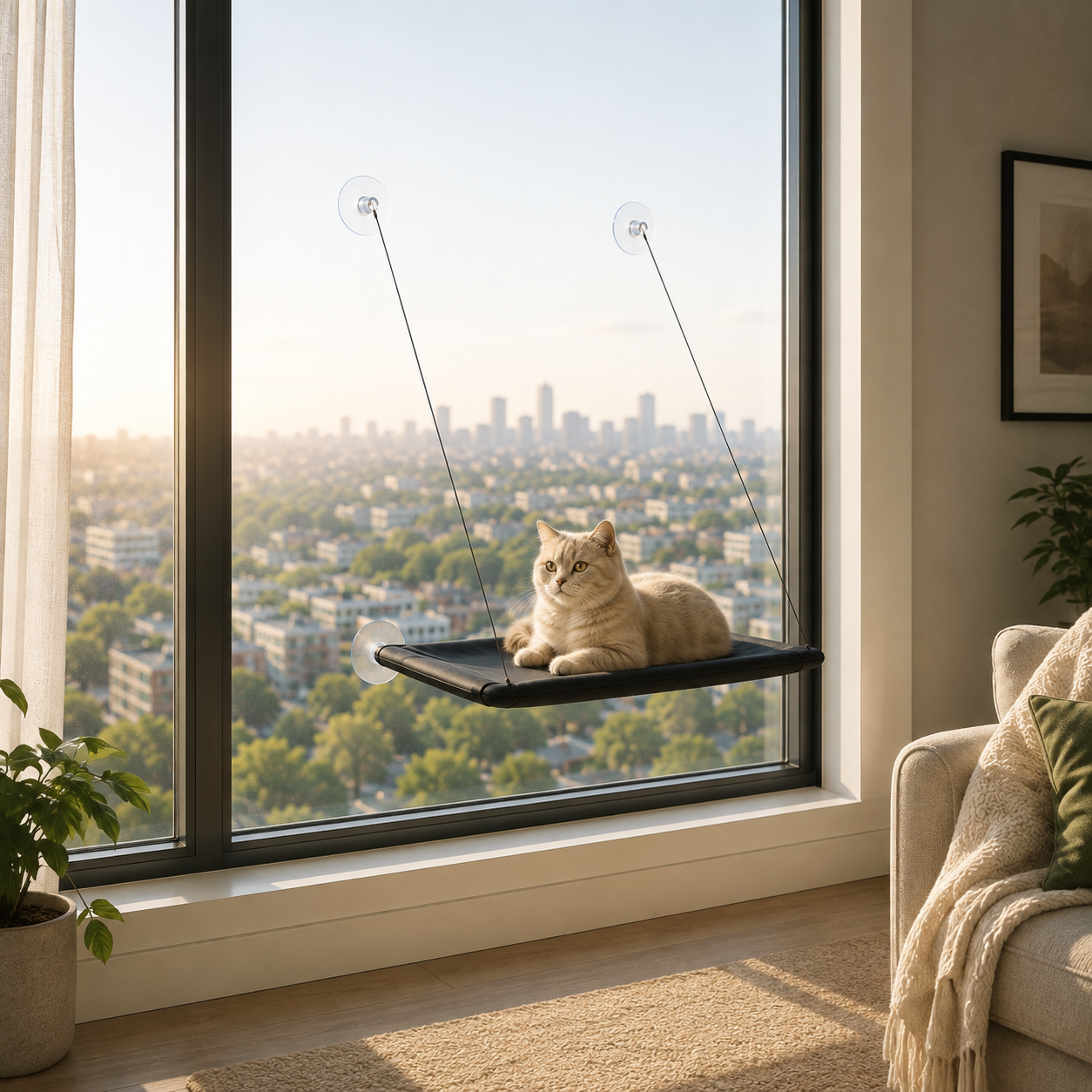 Premium Window Cat Hammock | Secure Suction Cup Window Perch