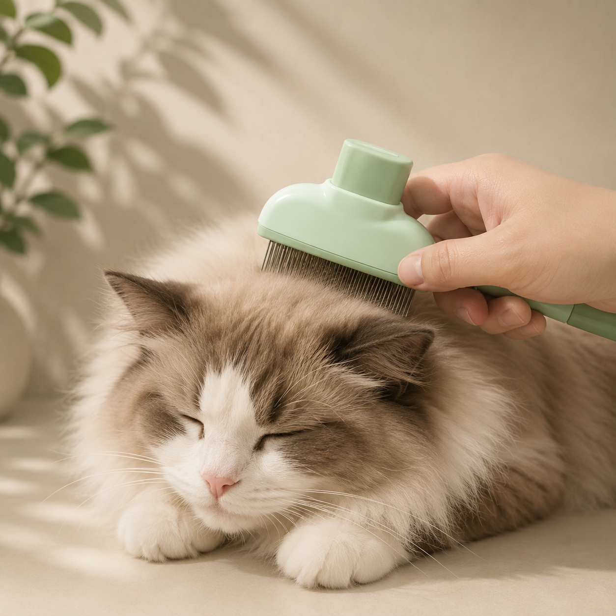 Self-Cleaning Pet Grooming Comb | Fine & Dense Stainless Steel Comb for Cats & Dogs