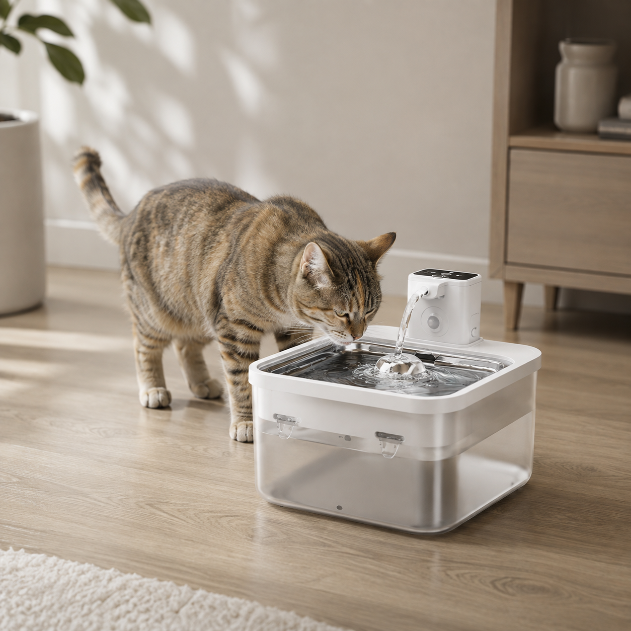Smart Stainless Steel Cat Water Fountain 2.5L
