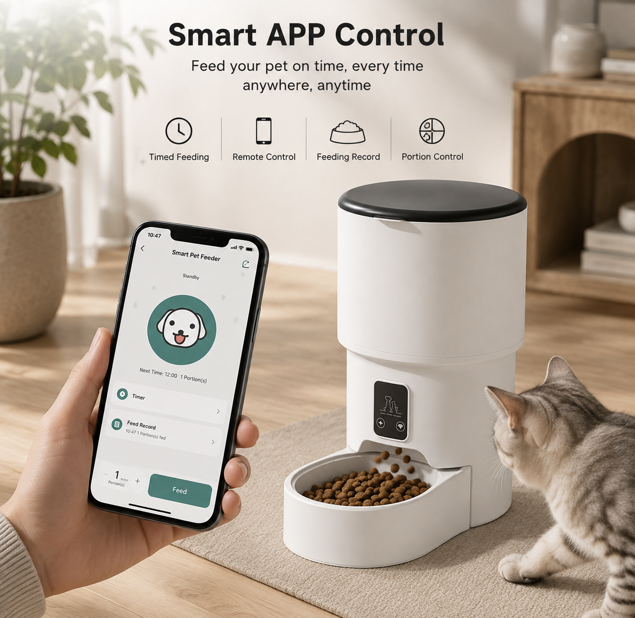 4L Smart WiFi Automatic Cat Feeder with App Control & Scheduled Feeding