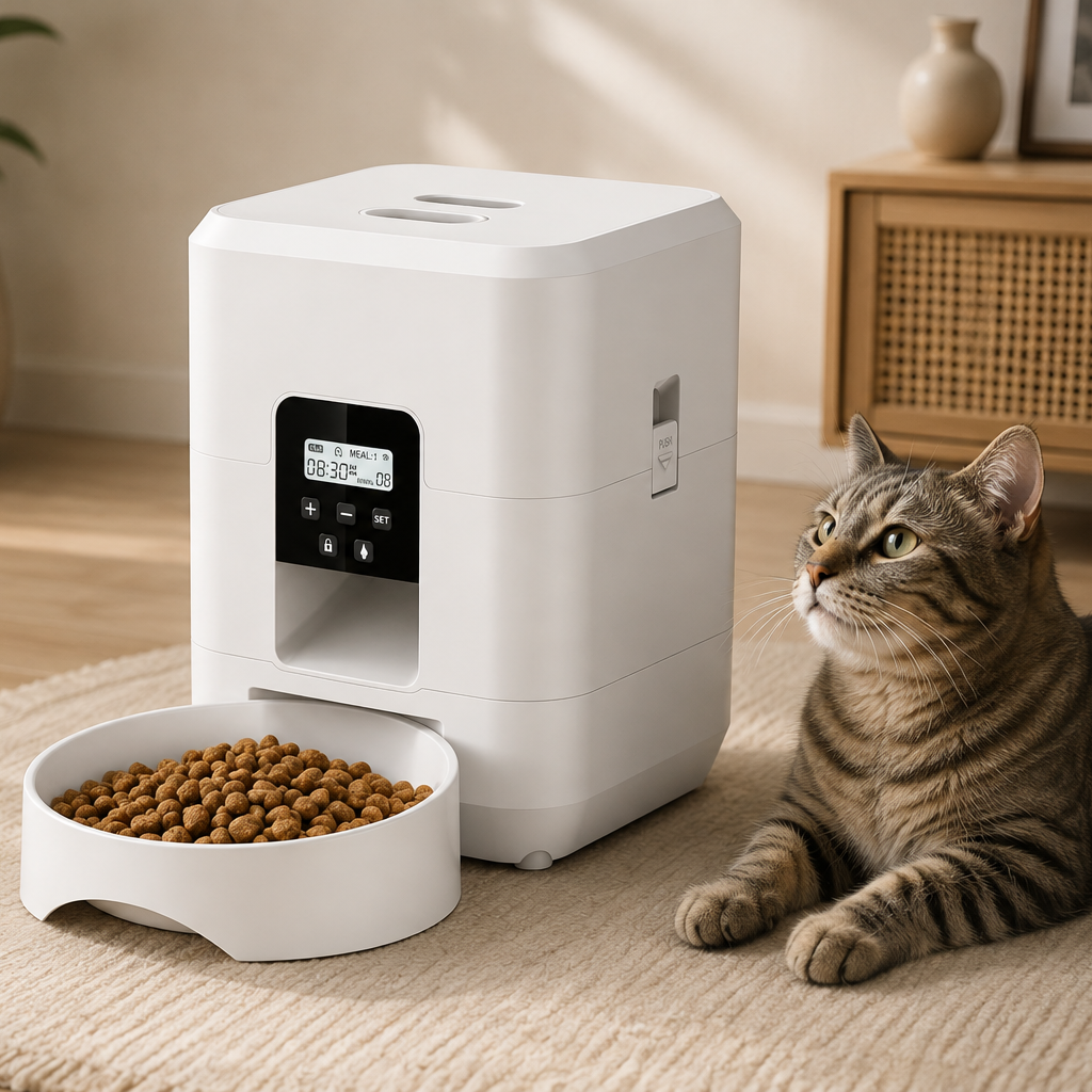 Smart WiFi Automatic Pet Feeder 4L – App Controlled Timed Food Dispenser for Cats & Dogs