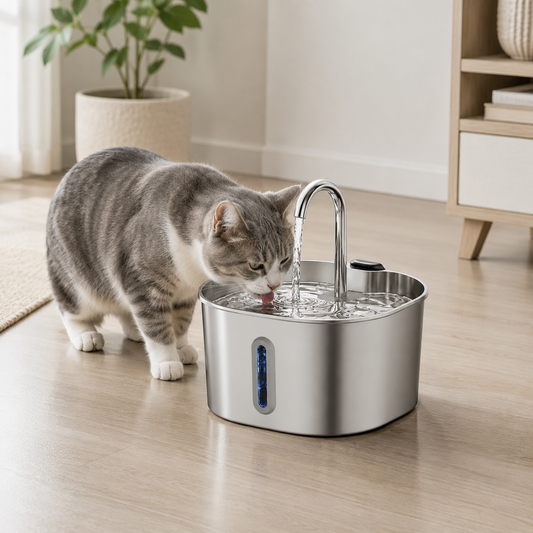 Premium Stainless Steel Cat Water Fountain 2.2L