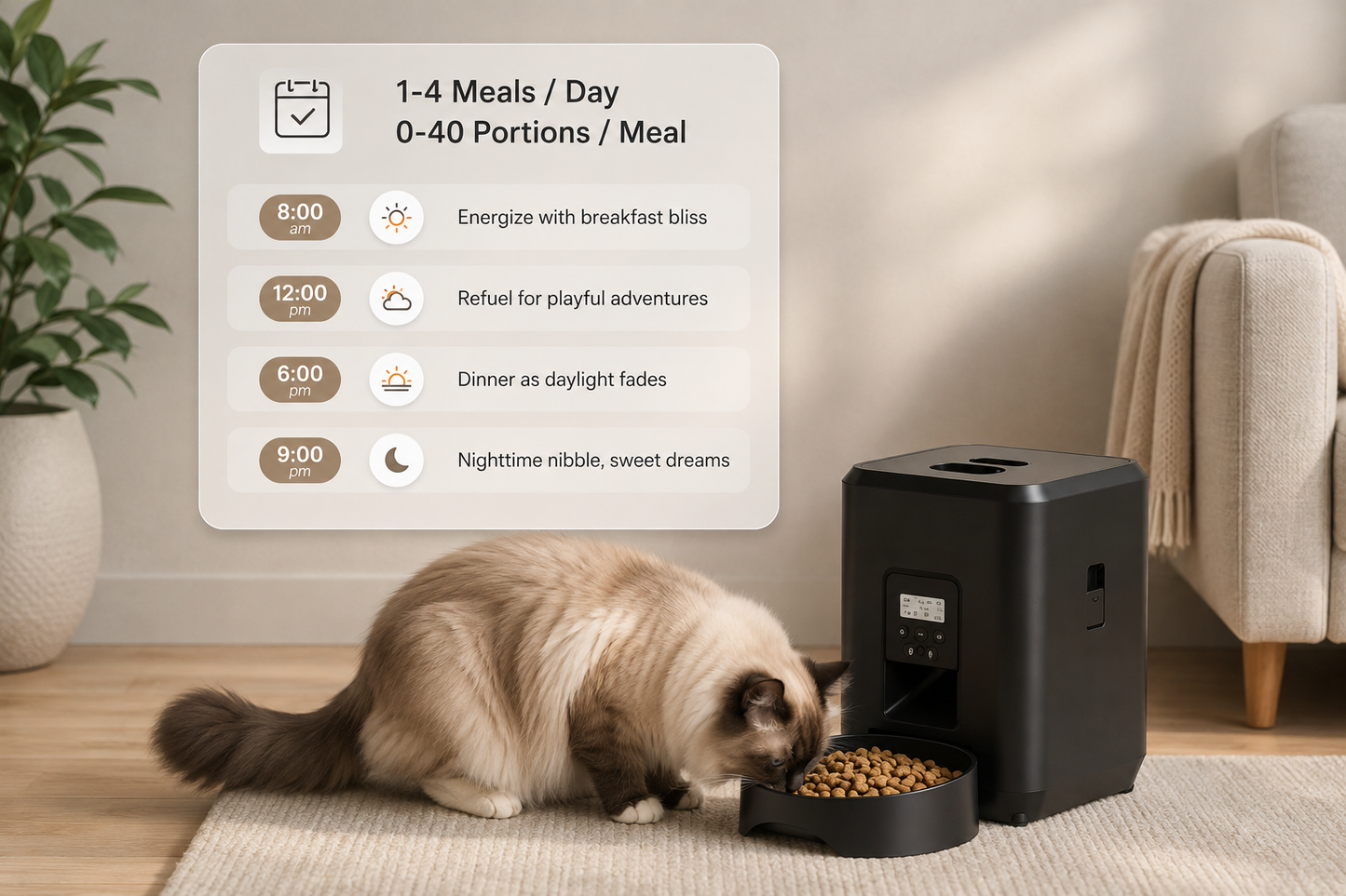 Smart WiFi Automatic Pet Feeder 4L – App Controlled Timed Food Dispenser for Cats & Dogs
