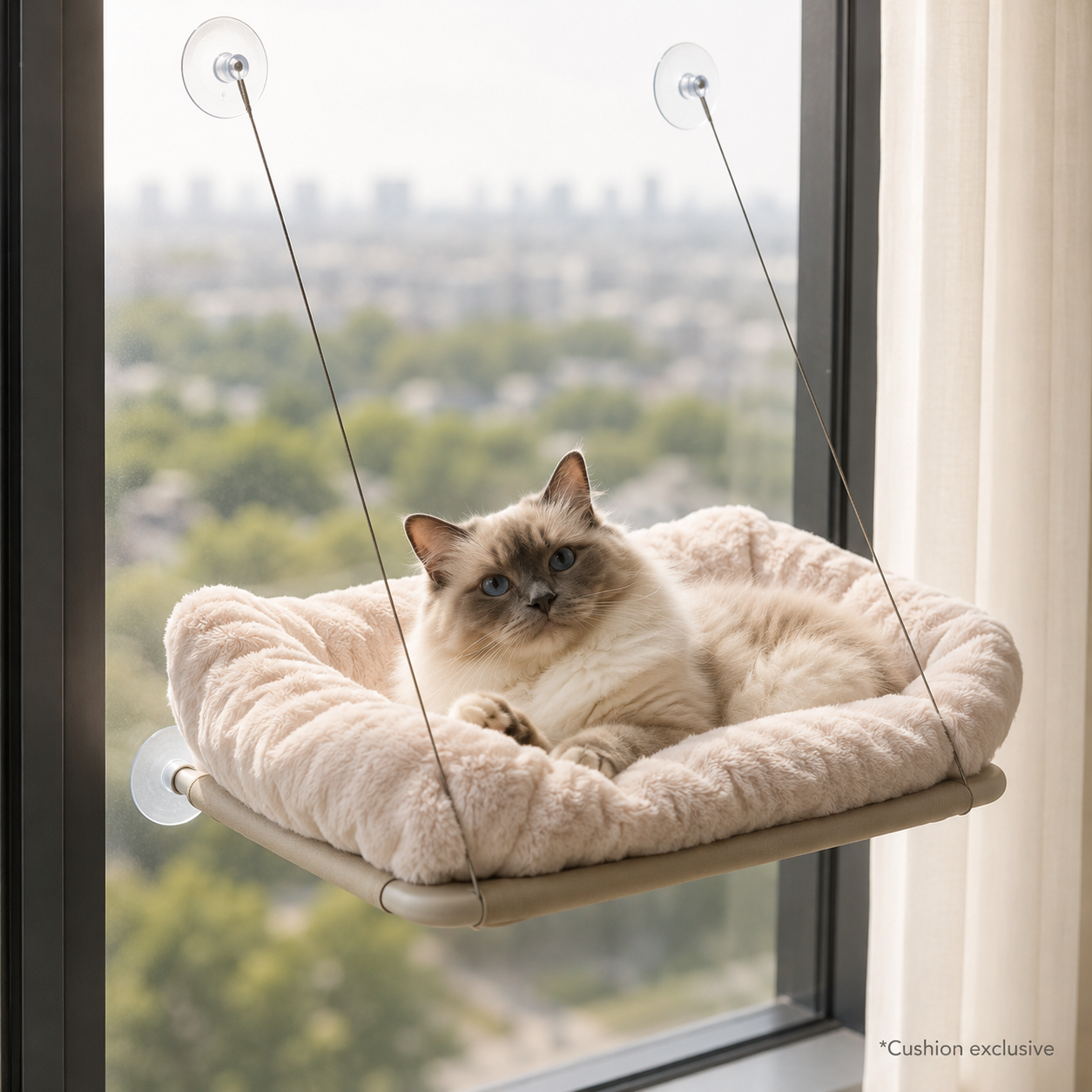 Premium Window Cat Hammock | Secure Suction Cup Window Perch